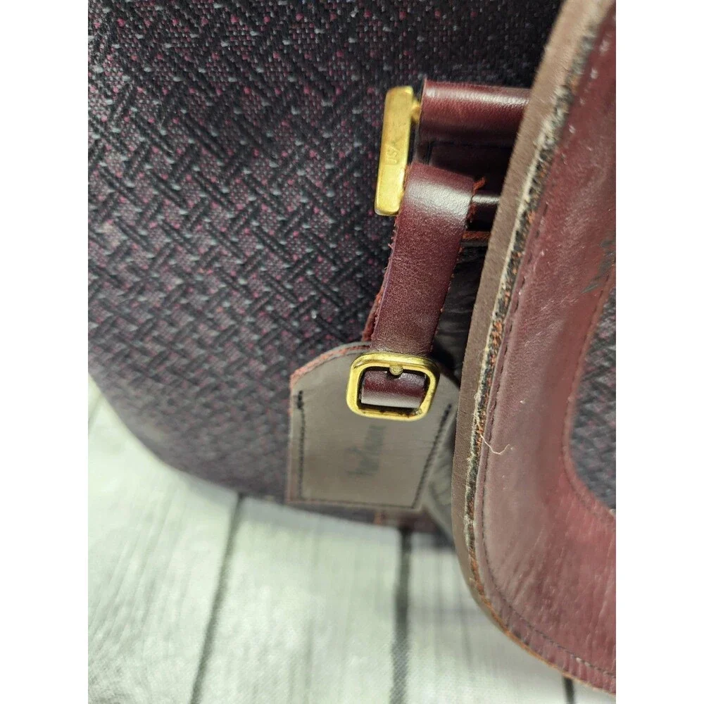 Hartmann Tweed Burgundy Leather Briefcase Attache Case Tote Overnight Bag Travel